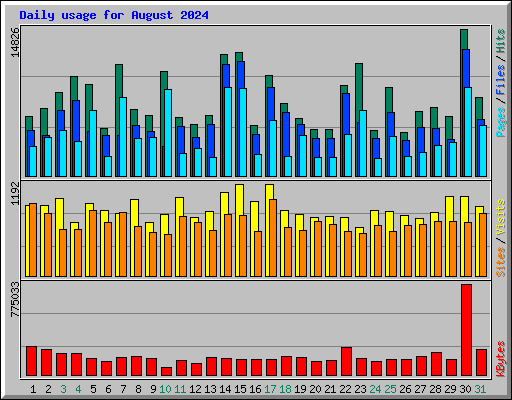 Daily usage for August 2024